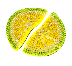 Зажим-хлопушка для волос лимон в стразах (2шт)