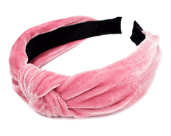 Ободок для волос велюровая чалма розовая