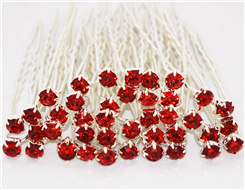 Шпильки для волос с камнями "mini" красная(40шт)
