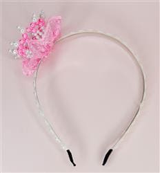 Ободок для волос "корона жемчужная" розовая