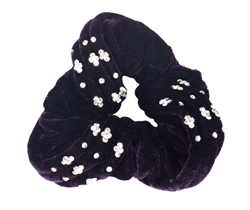 Резинка для волос велюровая с камнями (фиолет)