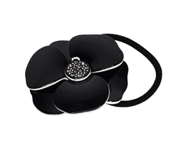Резинка для волос чёрный цветок с камнями Swarovski
