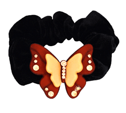 Резинка для волос с матовой коричневой бабочкой