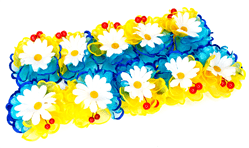 Банты для волос желто-синии с ромашкой