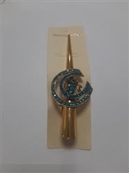 Зажим-стрела для волос "подкова "-4 голубые камни