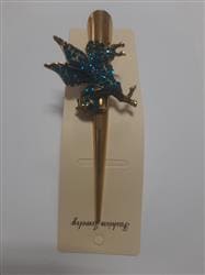 Зажим-стрела для волос "пегас" -3 бирюзовые камни