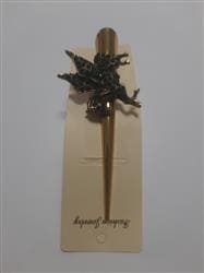 Зажим-стрела для волос "пегас" -6 зеленые камни