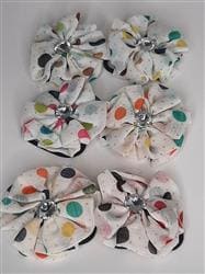 Резинка для волос тканевой цветок с камнем 6 шт