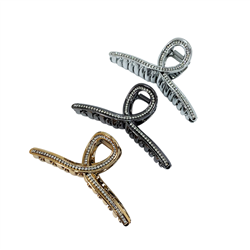 Краб для волос петля с металлическим цветом +камни 3 шт